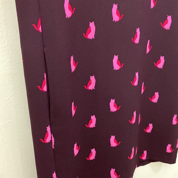 LOFT Smitten Kitten Burgundy Cat Cap Sleeve Dress with Pockets Size Medium - Picture 7 of 12